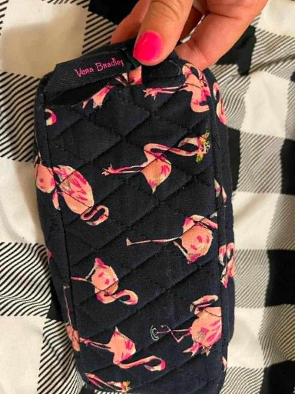 LIKE NEW Vera Bradley Flamingo Fiesta Quilted Cosmetic Case, Pink Flamingo Print